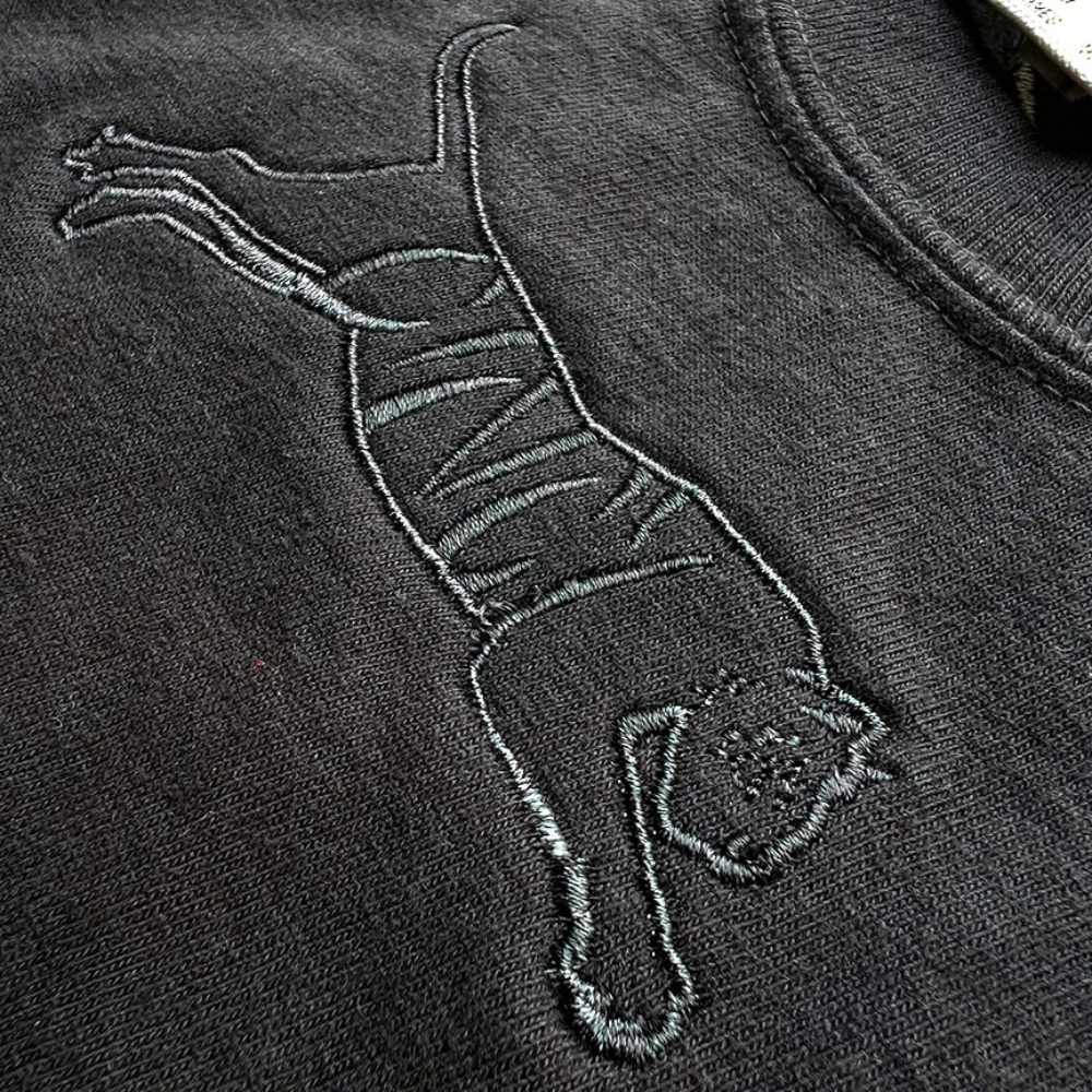 Women's Semi-Crop - Embroidered Black "Cincy" Tiger (2-3 Week Shipping)