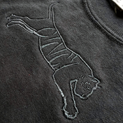 Women's Semi-Crop - Embroidered Black "Cincy" Tiger (2-3 Week Shipping)