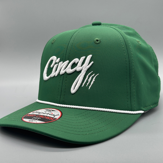 Mid-Crown Rope Hat - Green w/ White Rope