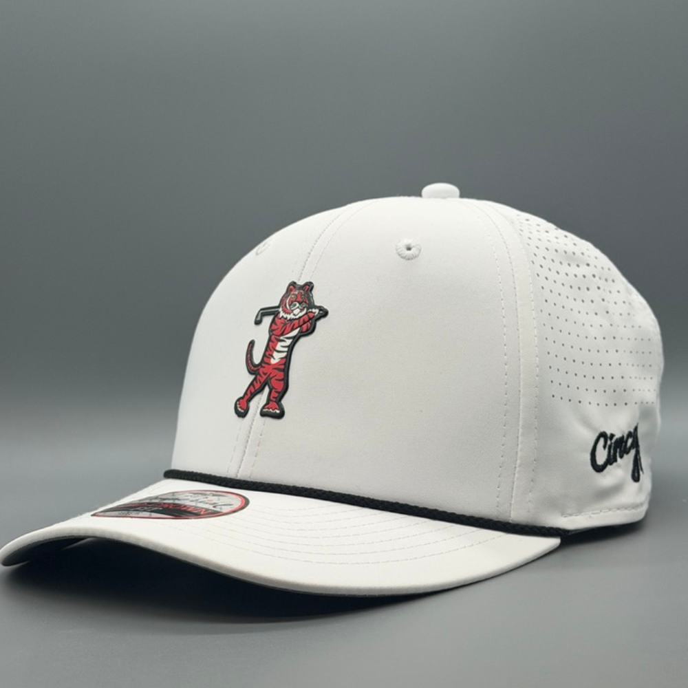 Golfing Tiger - Mid-Crown Cincy Airflow - White w/ Black Rope
