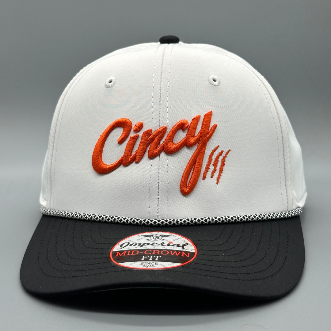 Two Tone Mid-Crown Rope Hat - White / Black w/ Orange
