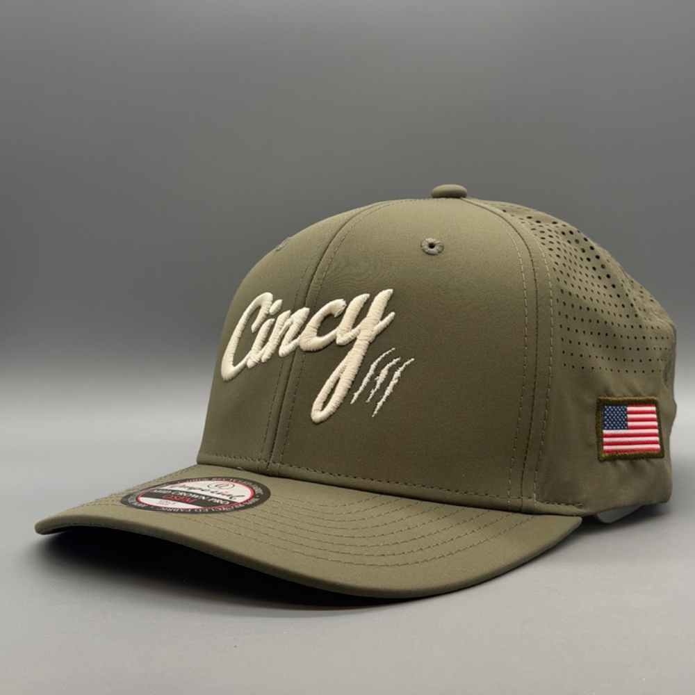 Cincy Airflow - Mid-Crown - Olive w/ Cream Logo