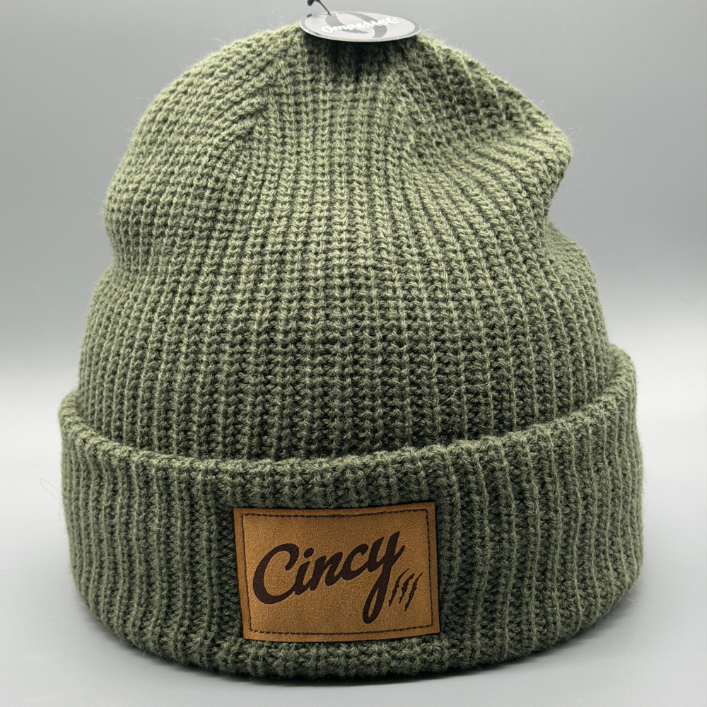 Olive Knit Beanie - Cincy Patch