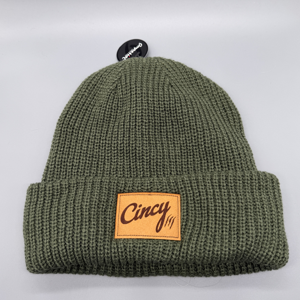 Olive Knit Beanie - Cincy Patch