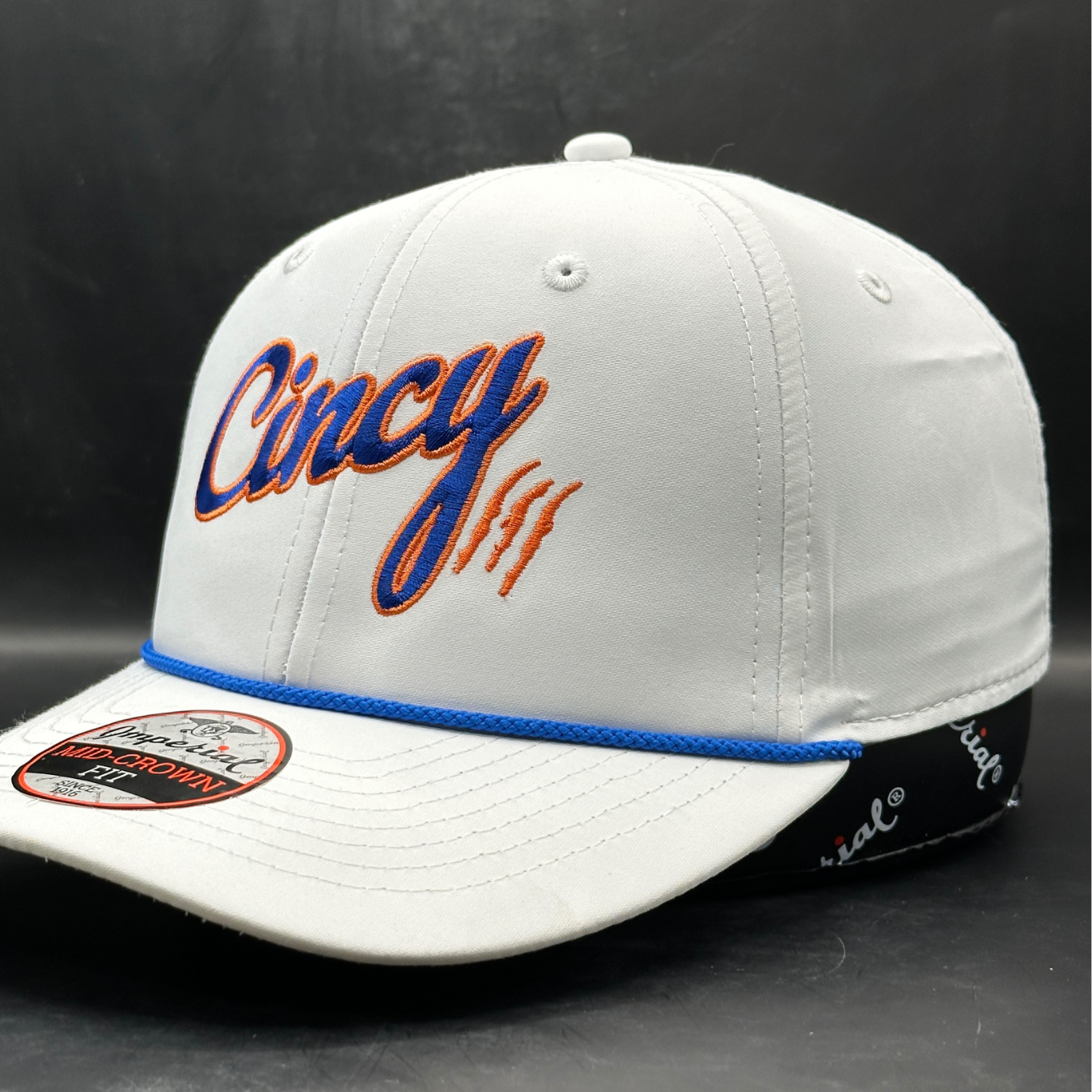 White Mid-Crown Rope Hat w/ Blue and Orange Eclipse Logo