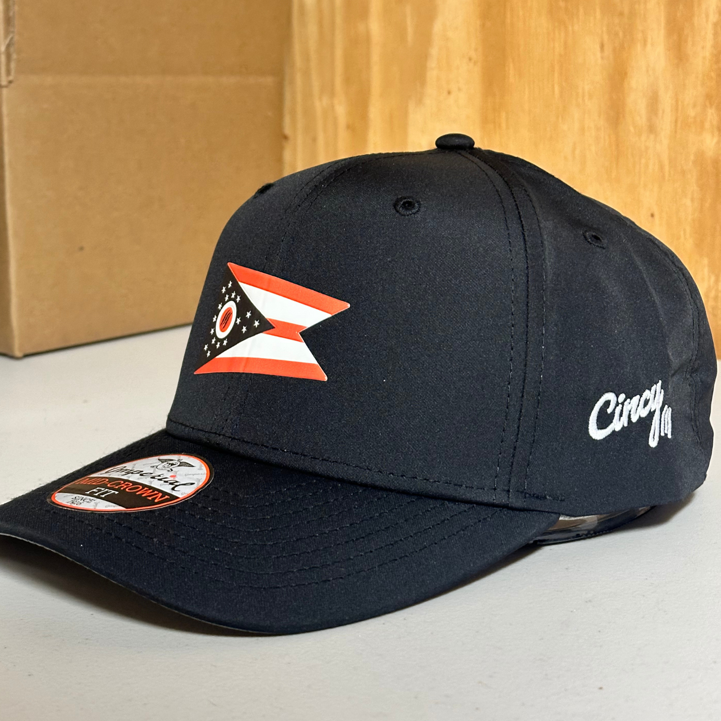 Ohio Flag Hat - Black Mid-Crown Hat - 3D Insignia