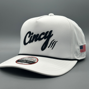 OG 5 Panel Rope Hat - White w/ Black Logo