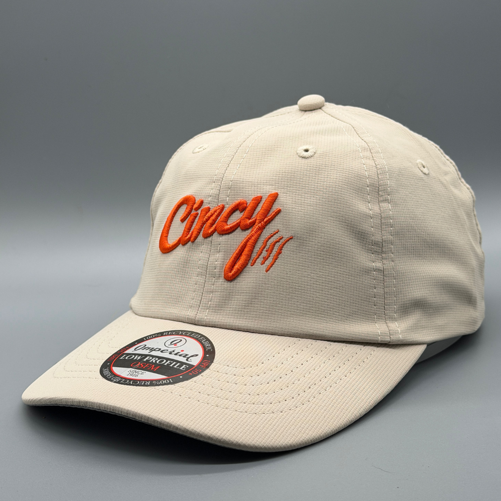 Lightweight Dad Hat - Putty w/ Orange Logo