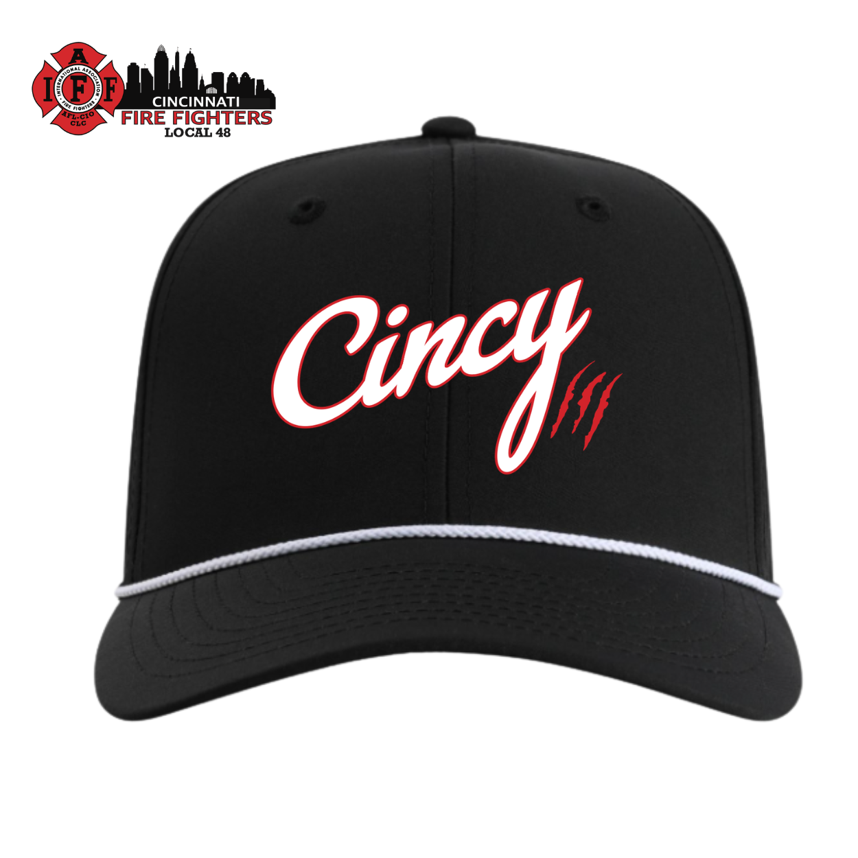 Cincinnati Fire Department Collab Mid-Crown Rope Hat Black - Front