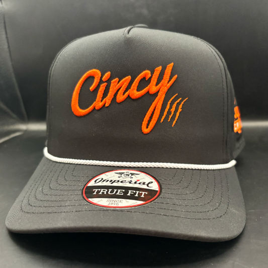 Skyline x Cincy Hat Collab - Black / Orange Rope Hat