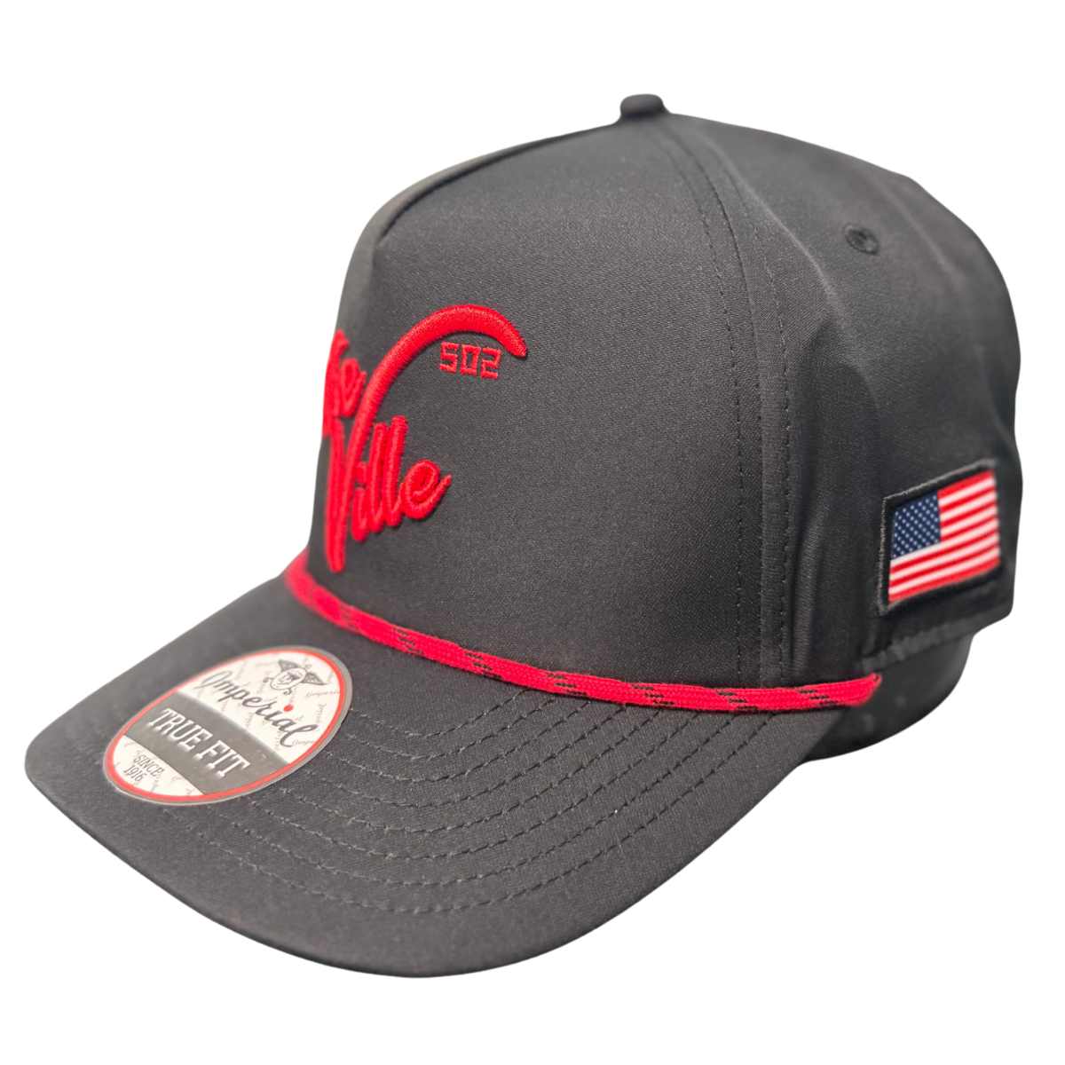 The Louisville Hat - 5 Panel Rope Hat - BLACK