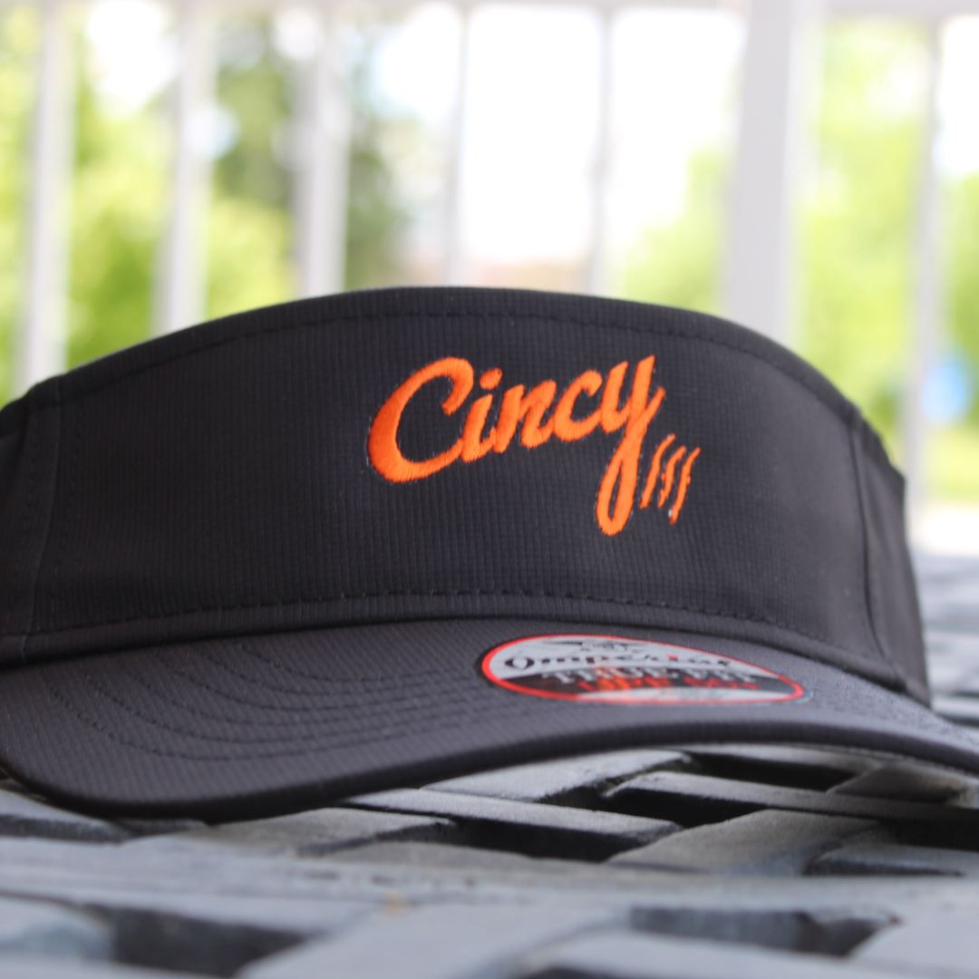 Cincy Visor - Black with Orange Logo