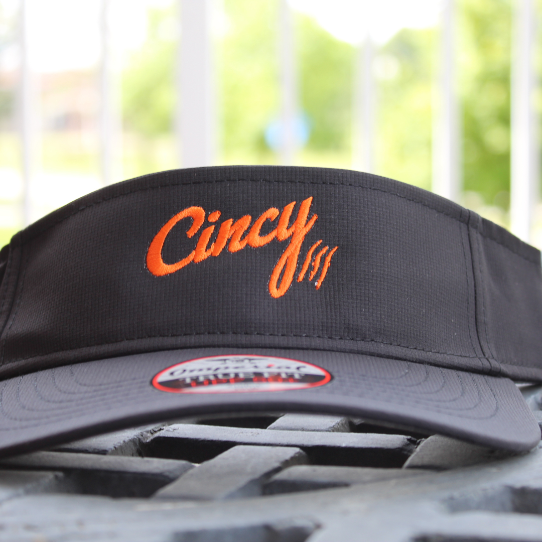 Cincy Visor - Black with Orange Logo