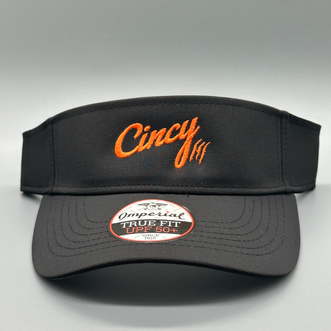 Cincy Visor - Black with Orange Logo