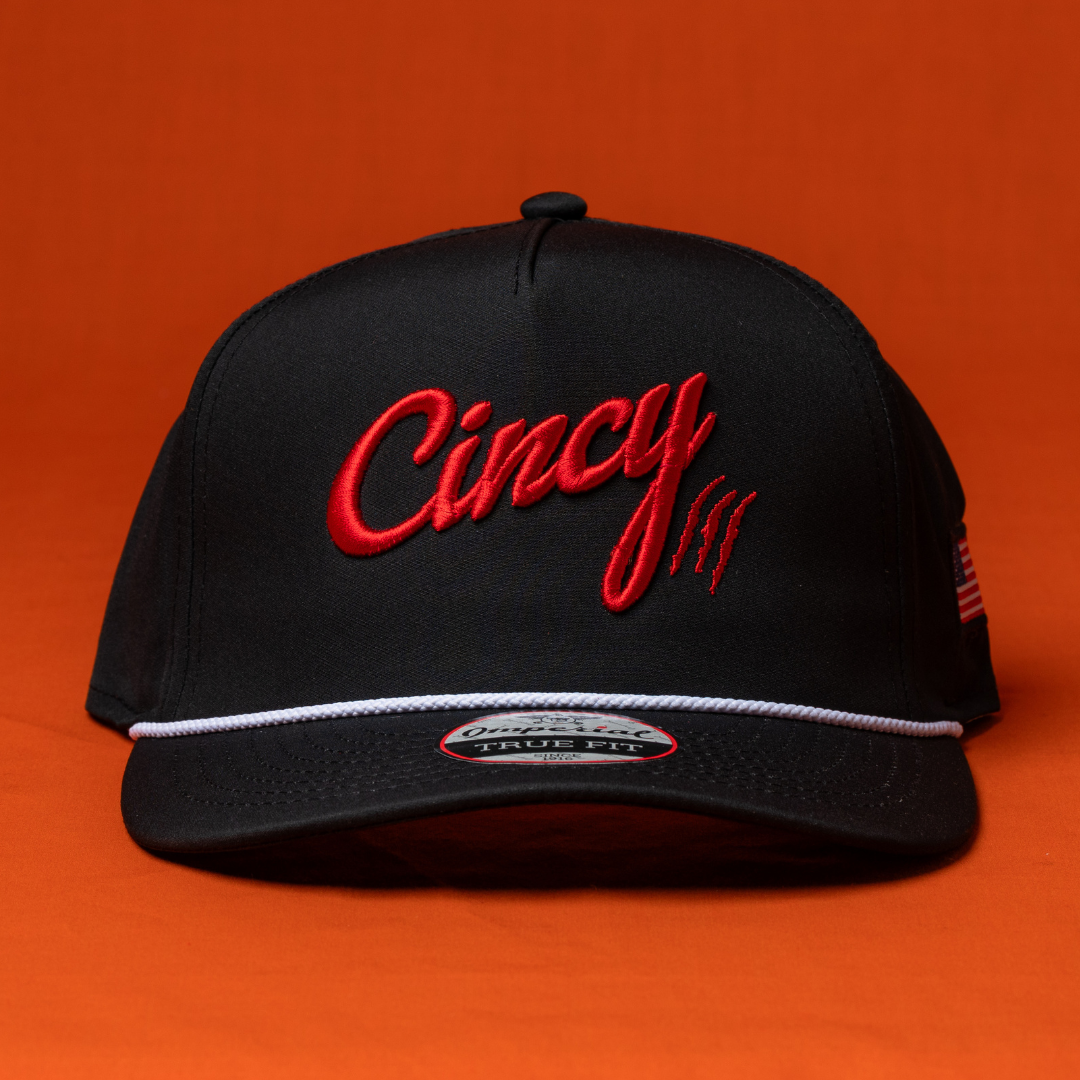 OG 5 Panel Rope Hat - Black with Red Logo