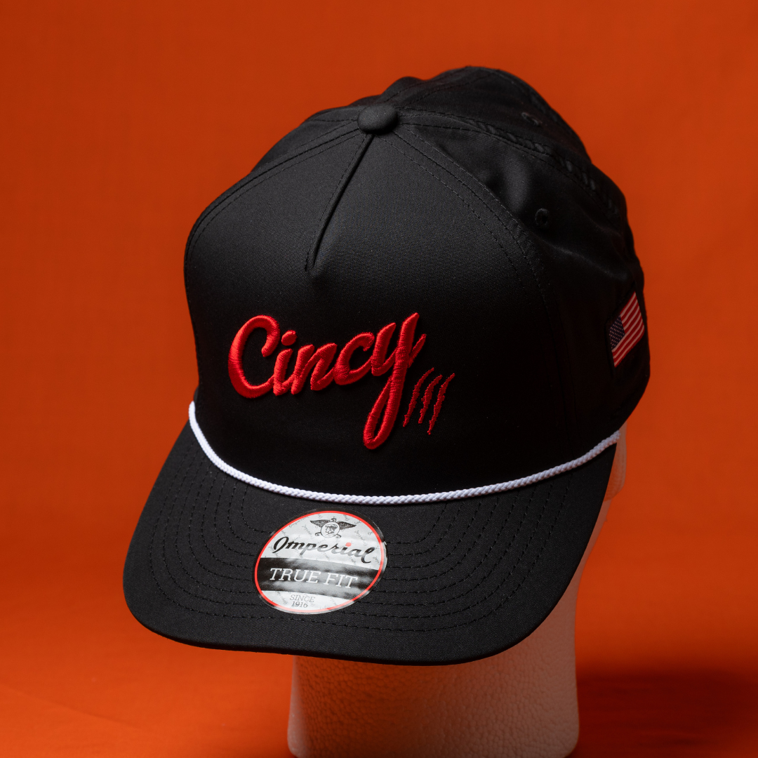 OG 5 Panel Rope Hat - Black with Red Logo