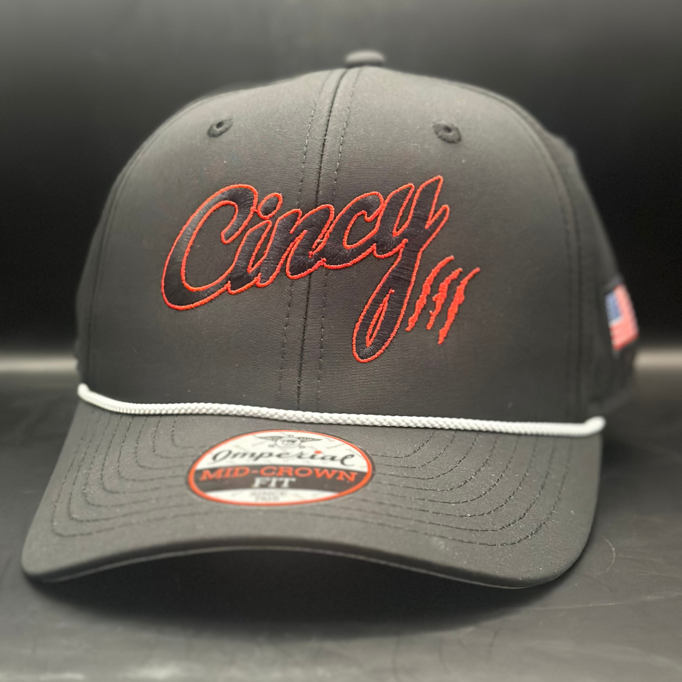 The Jessica - Black and Red Mid-Crown Eclipse Hat