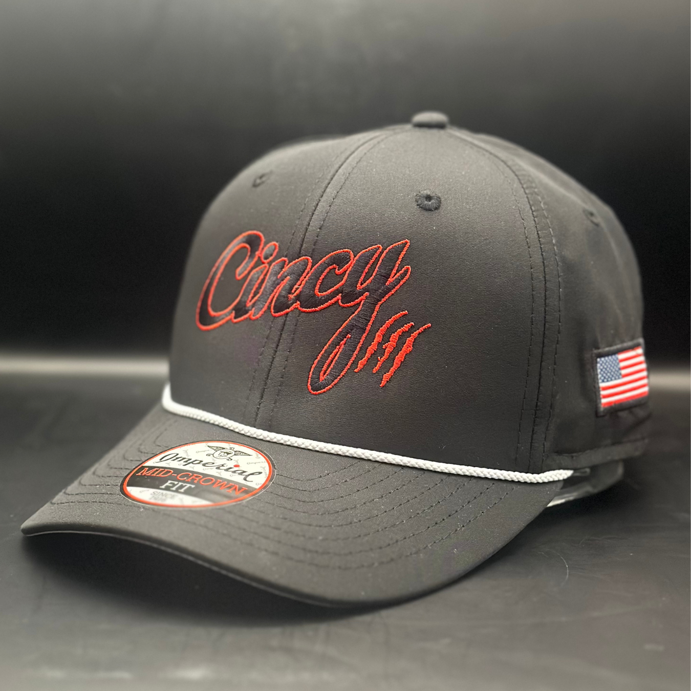The Jessica - Black and Red Mid-Crown Eclipse Hat