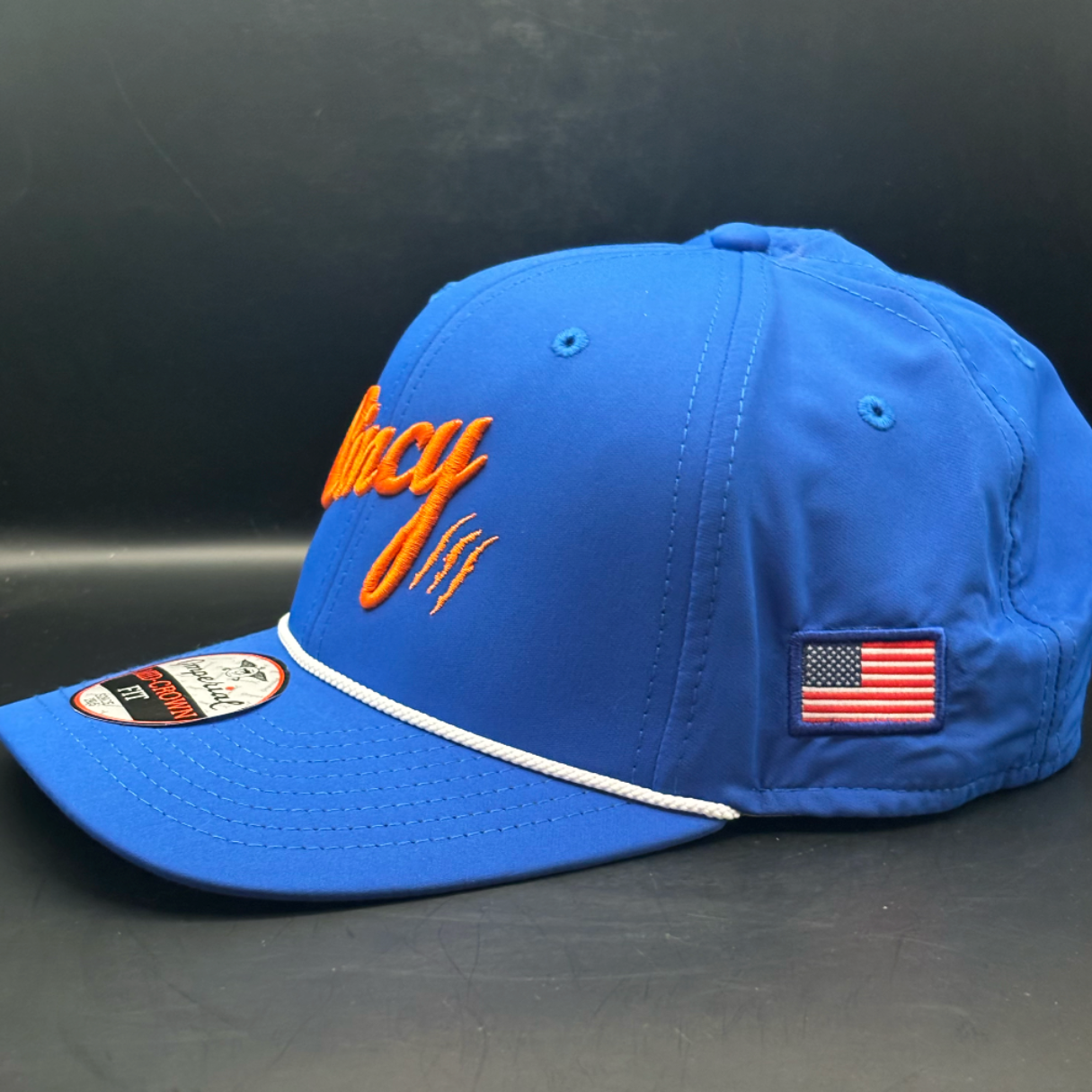 Mid-Crown Rope Hat - Blue with Orange Logo