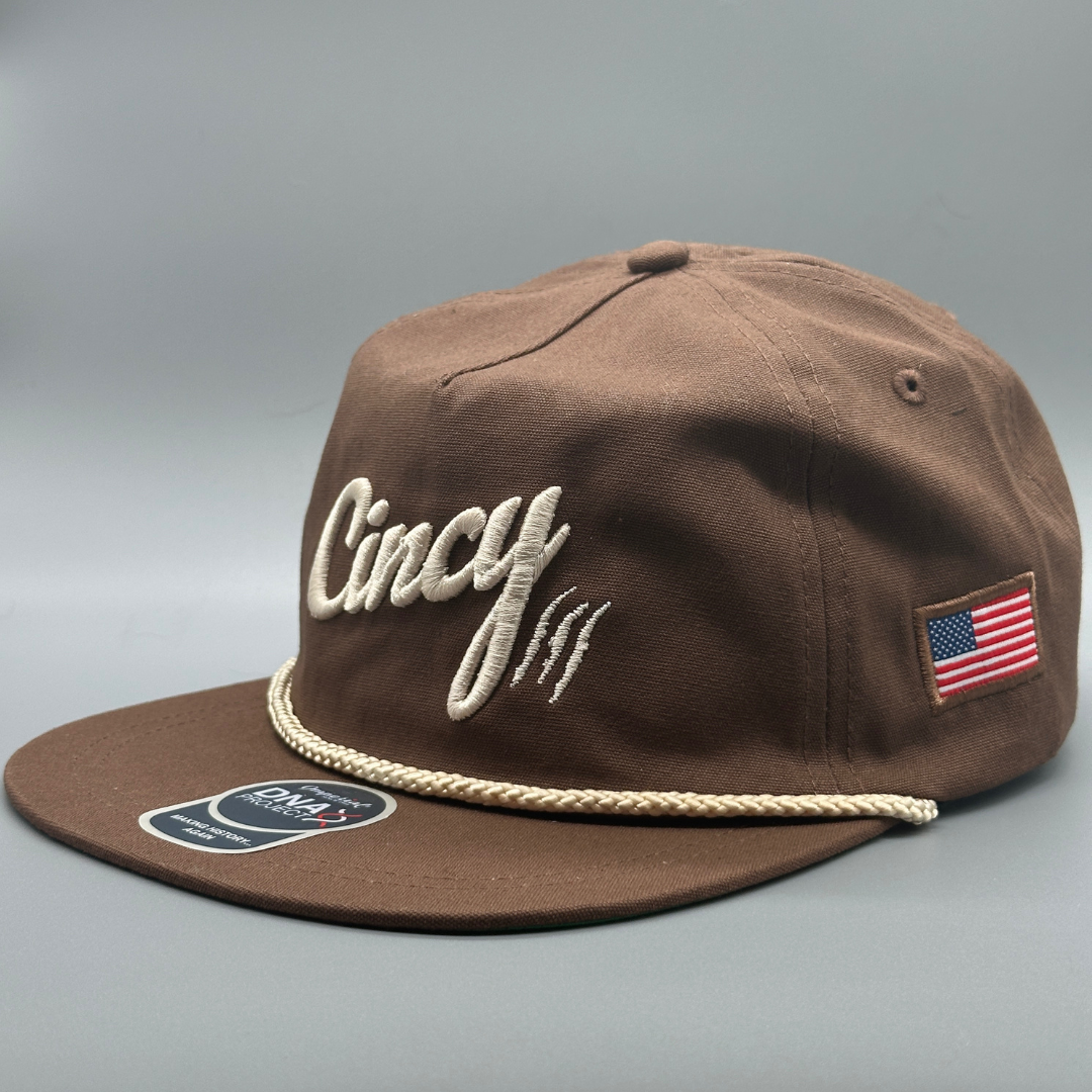 Retro Flat Bill - Brown w/ Cream Logo