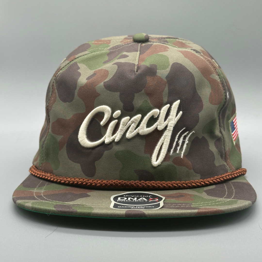 Camo Flat Bill - Cream Logo - Inspired by David Morales
