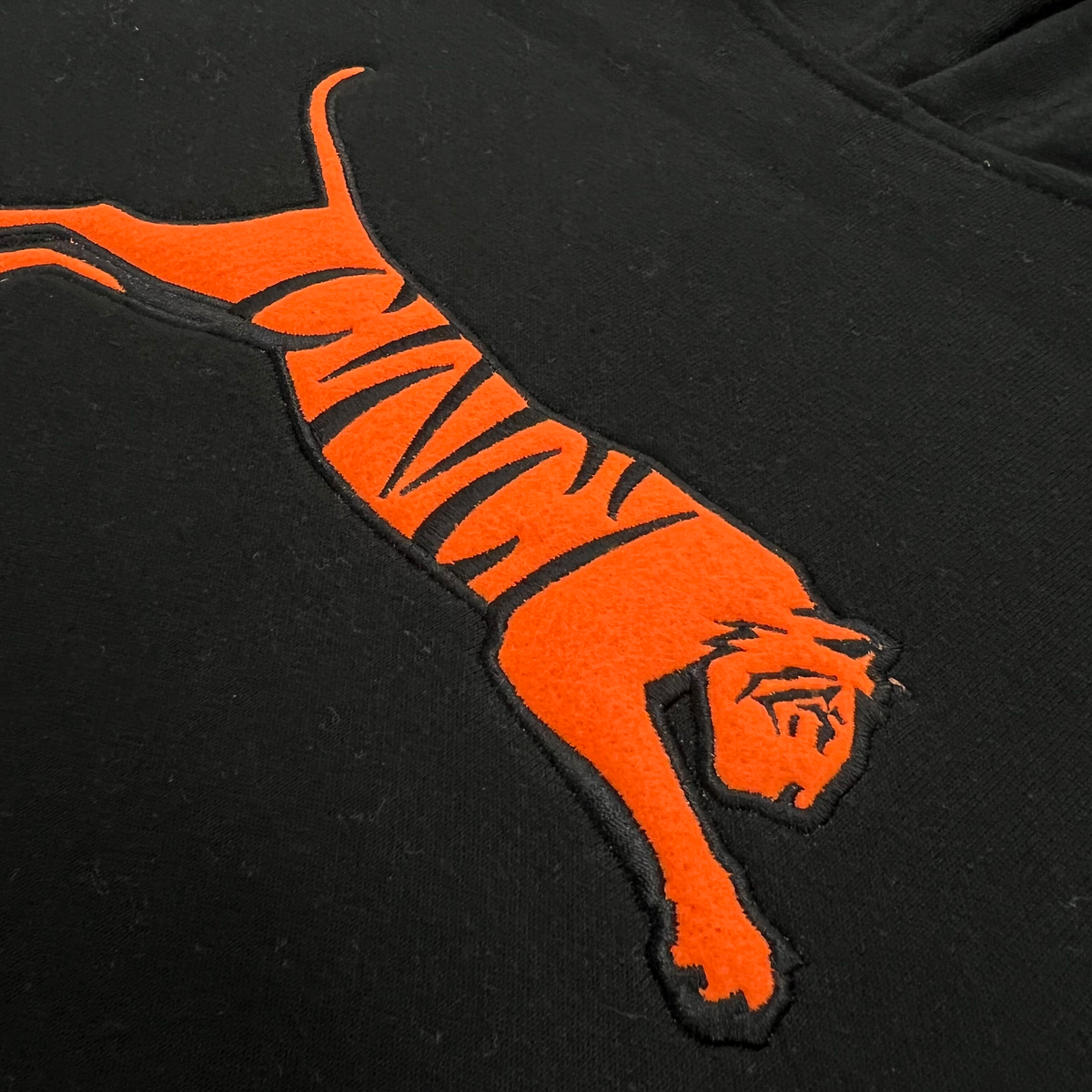 The Embroidered Leaping "CINCY" Tiger Hoodie - Black