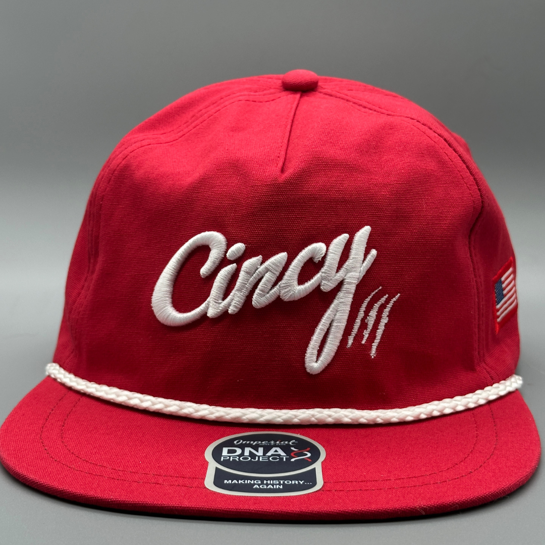 Retro Flat Bill - Red w/ White Logo