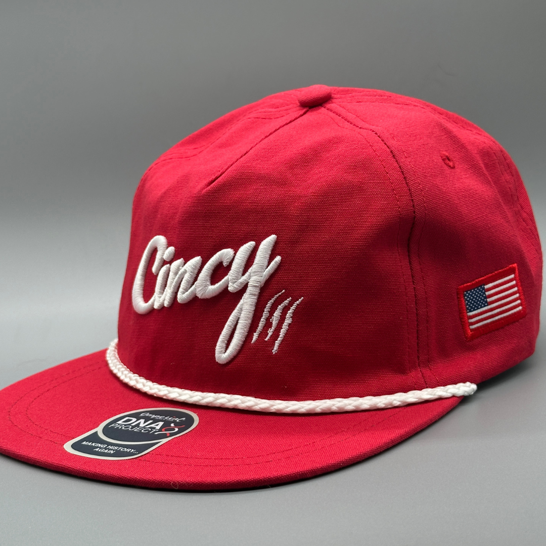 Retro Flat Bill - Red w/ White Logo
