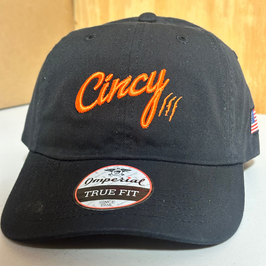 Cotton Dad Hat - Black w/ Orange Logo