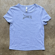 Grey Women's Micro Rib Baby Tee - Embroidered "Cincy" Tiger (2-3 Week Shipping)