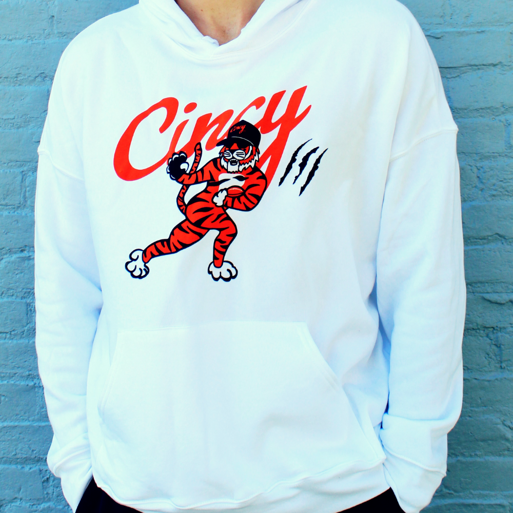 [PRE-ORDER] The Lightweight Hoodie - The Gridiron Tiger - WHITE
