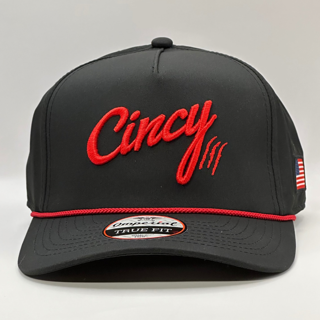 The Mariah - Black and Red 5 Panel Rope Hat