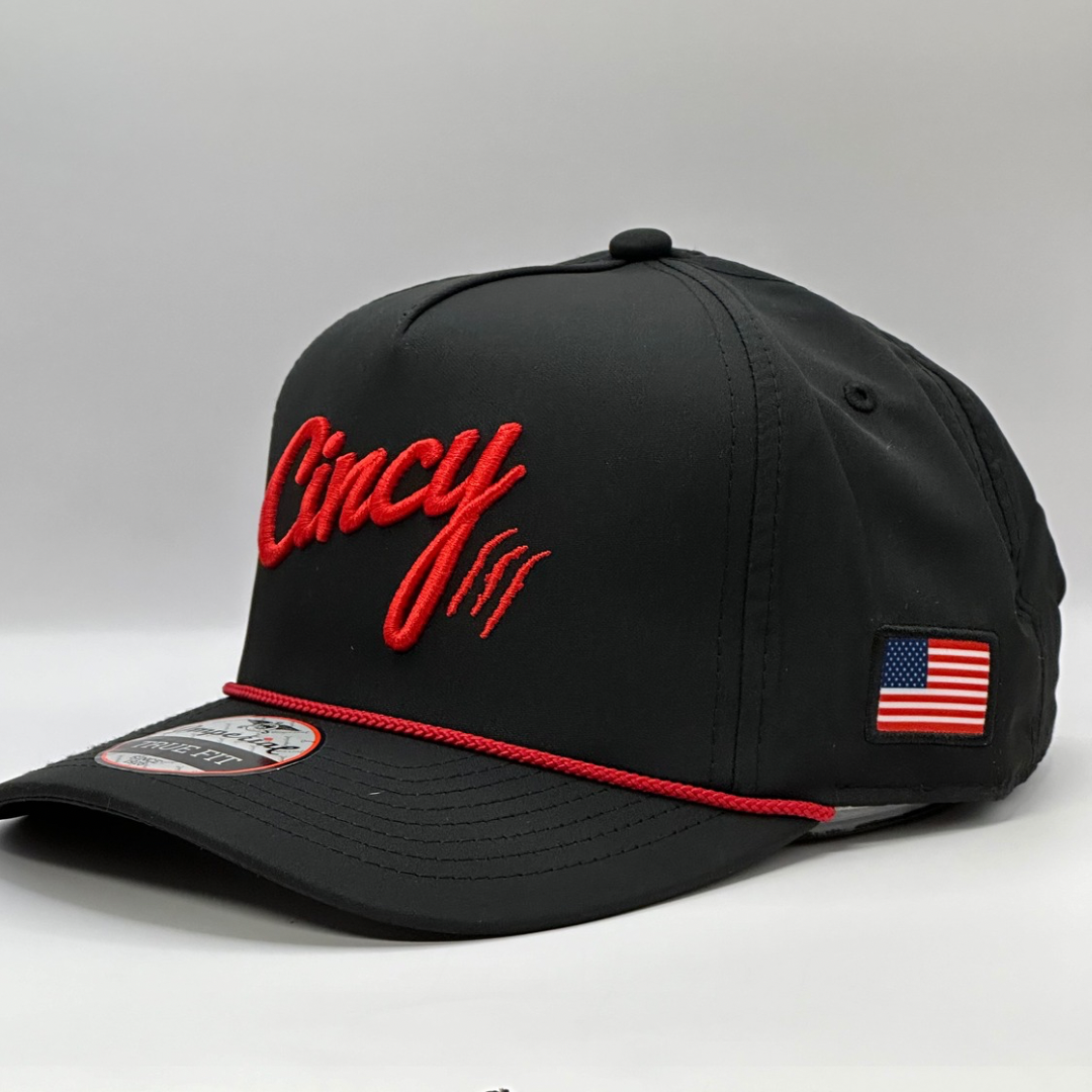 The Mariah - Black and Red 5 Panel Rope Hat