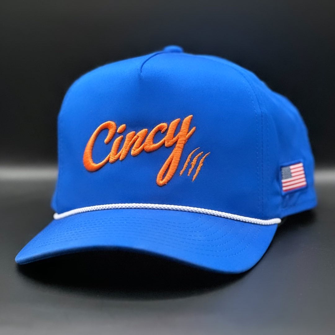 Rope Hat - Blue with Orange Logo