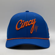 Mid-Crown Rope Hat - Blue w/ Orange Rope