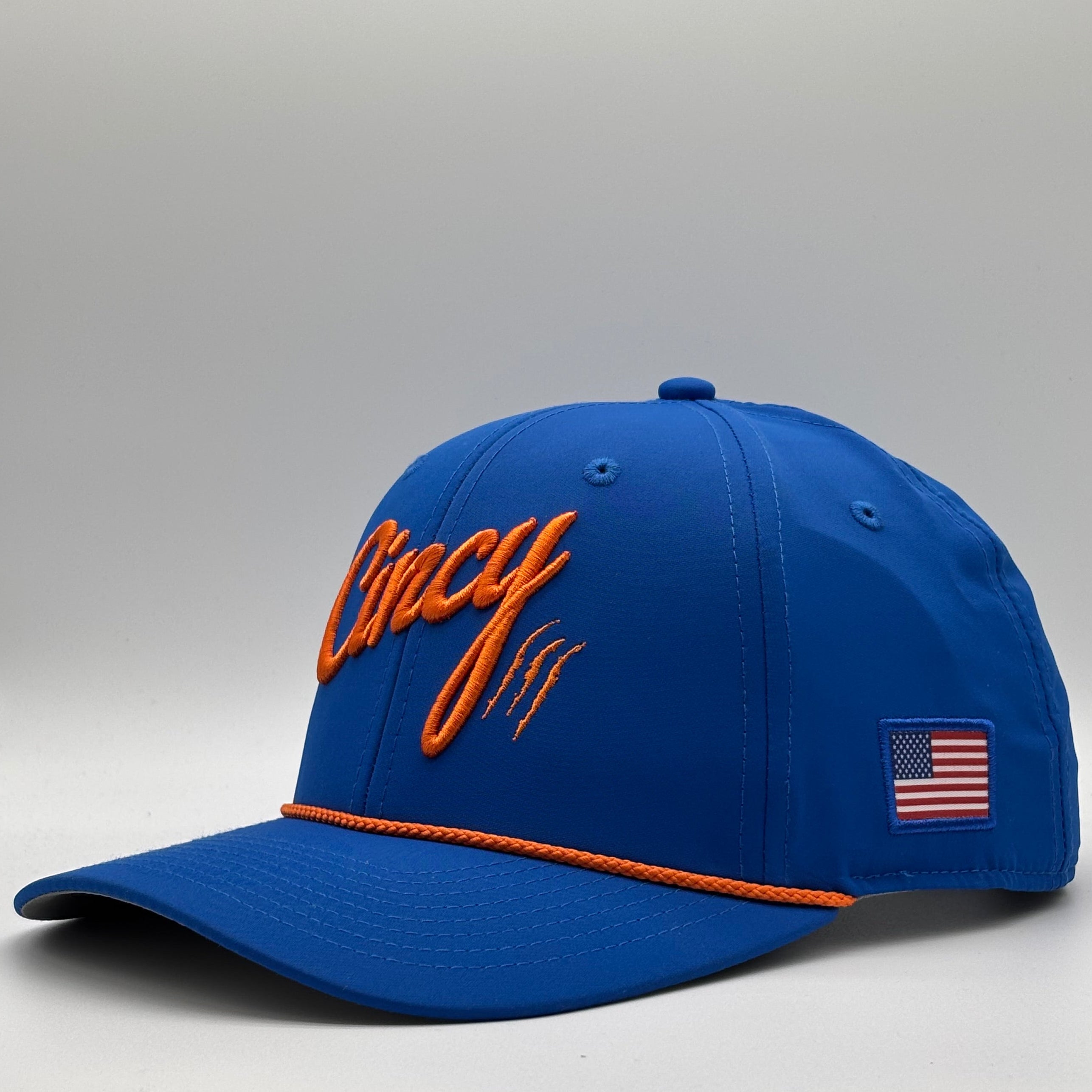 Mid-Crown Rope Hat - Blue w/ Orange Rope