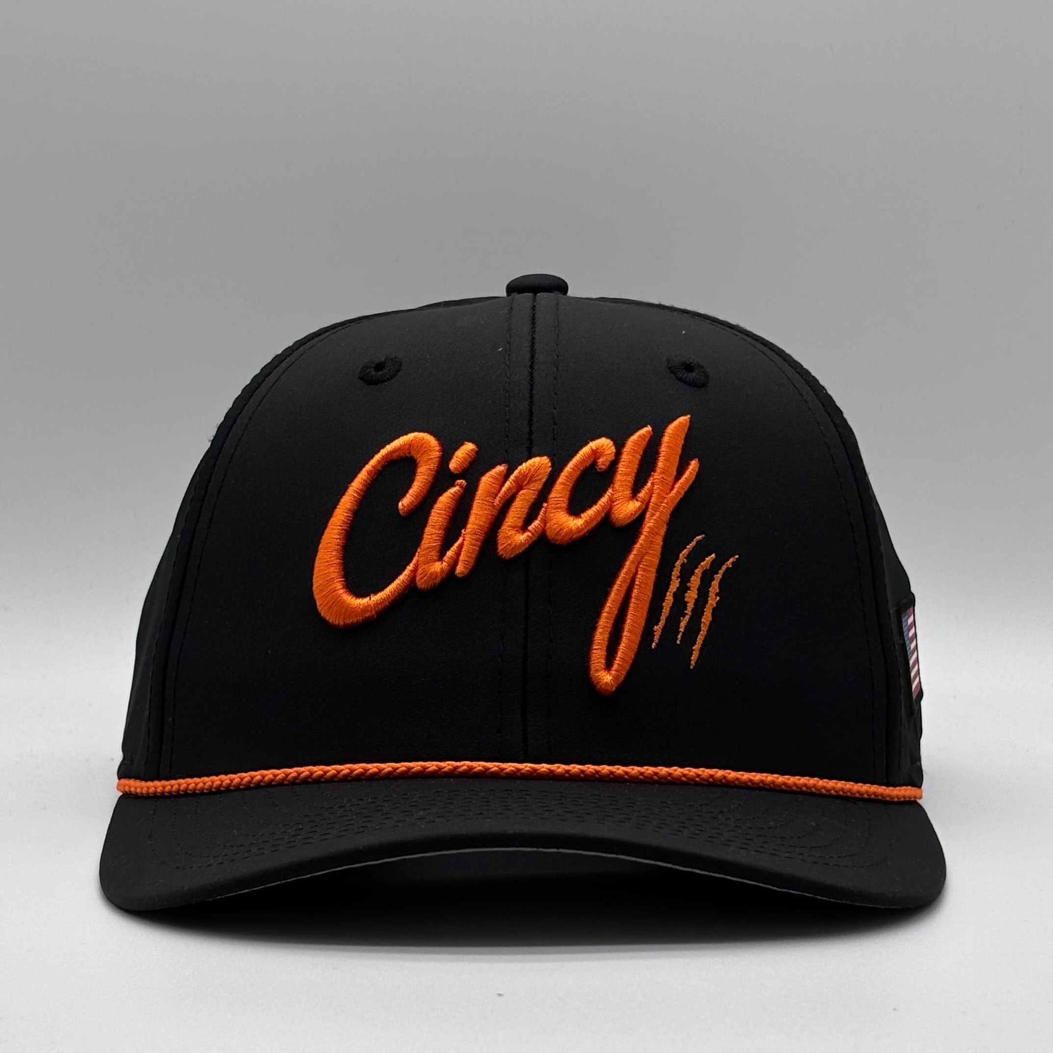 Mid-Crown Rope Hat - Black with Orange Rope | The Cincy Hat
