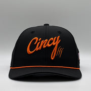 Mid-Crown Rope Hat - Black w/ Orange Rope