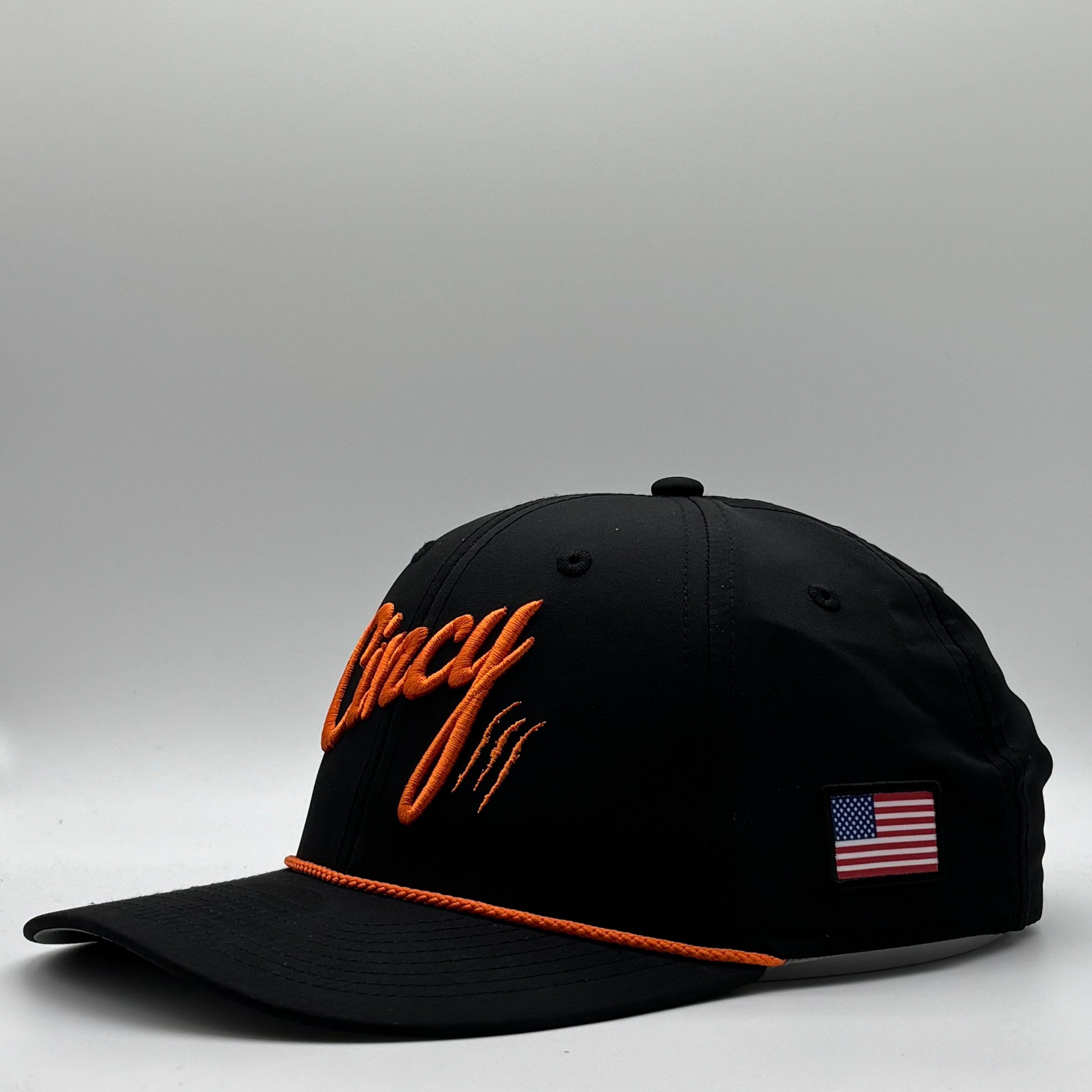 Mid-Crown Rope Hat - Black w/ Orange Rope