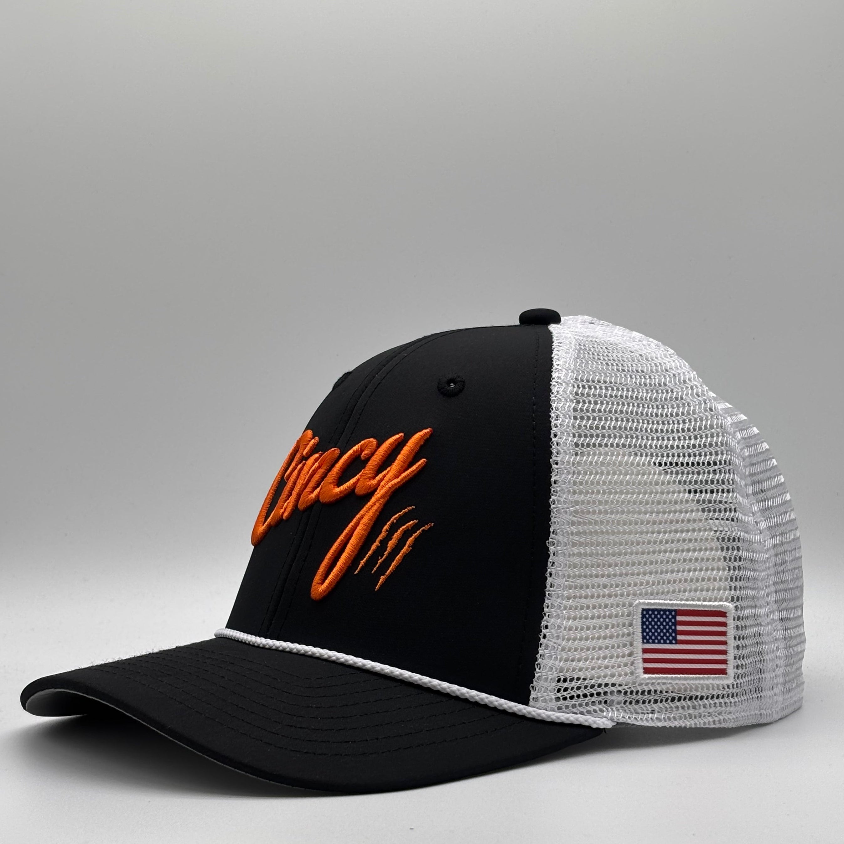 Mid-Crown Mesh Back - Black w/ Orange Logo