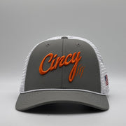 Mid-Crown Mesh Back - Grey w/ Orange Logo