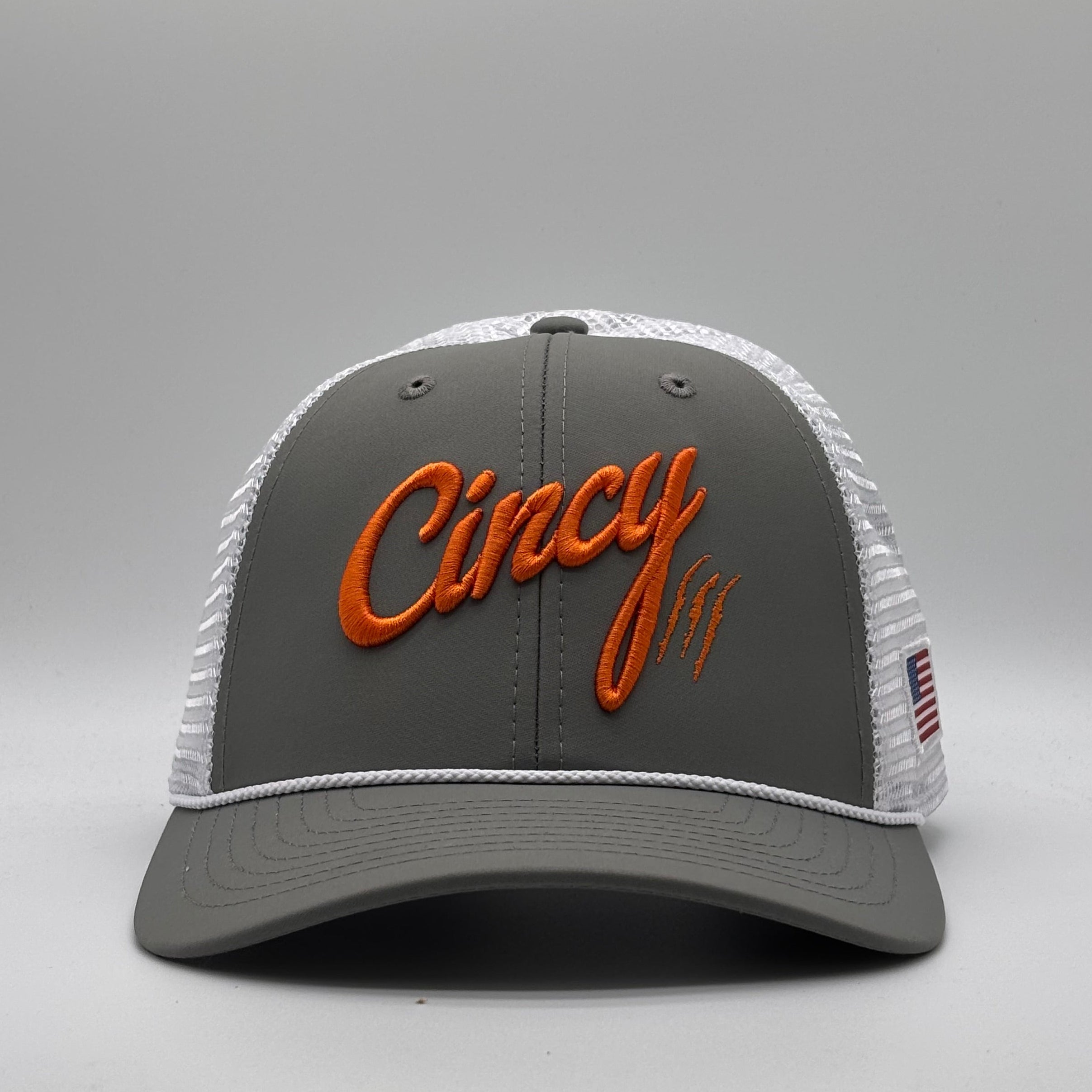 Mid-Crown Mesh Back - Grey w/ Orange Logo