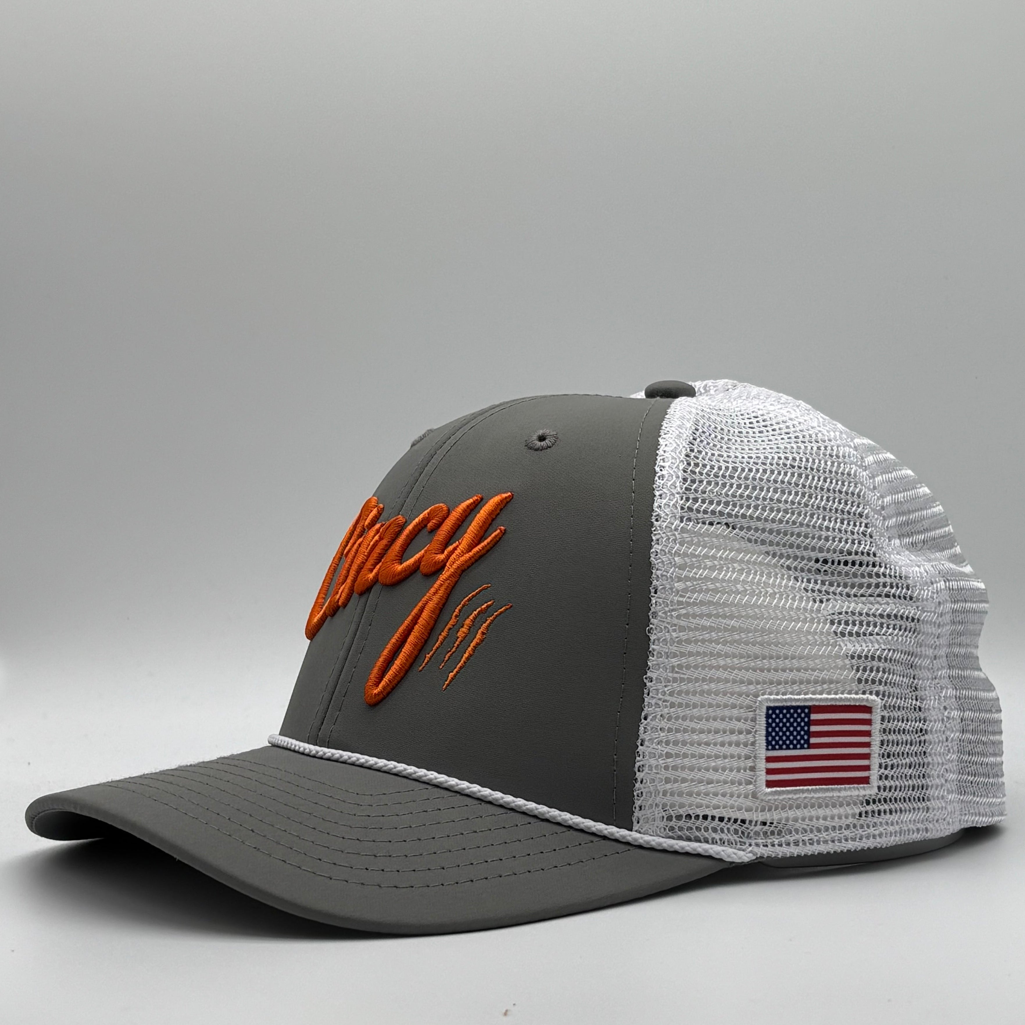 Mid-Crown Mesh Back - Grey w/ Orange Logo