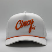 OG 5 Panel Rope Hat - White w/ Orange Rope