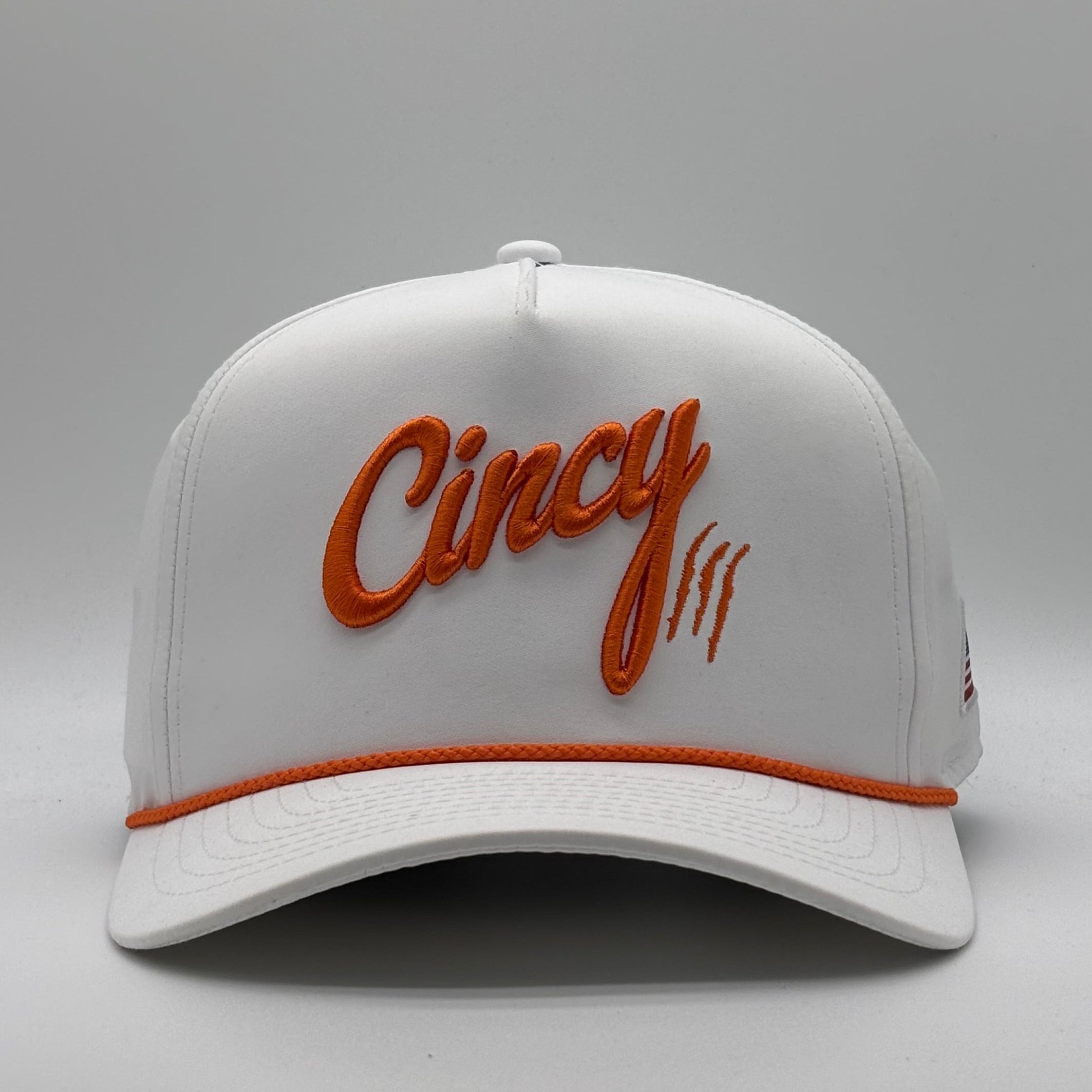OG 5 Panel Rope Hat - White w/ Orange Rope
