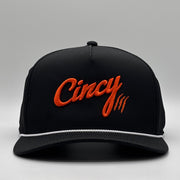 XL OG 5 Panel Rope Hat - Black w/ Orange