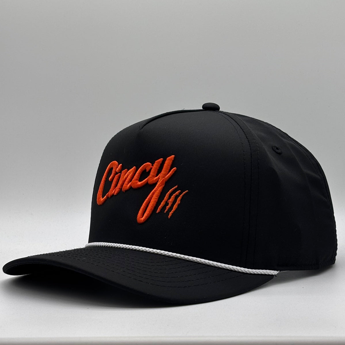 XL OG 5 Panel Rope Hat - Black w/ Orange