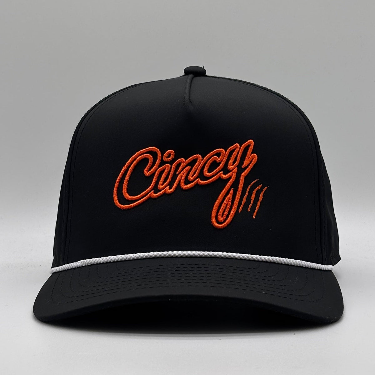 OG 5 Panel Rope Hat - 3D Outline - Black w/ Orange