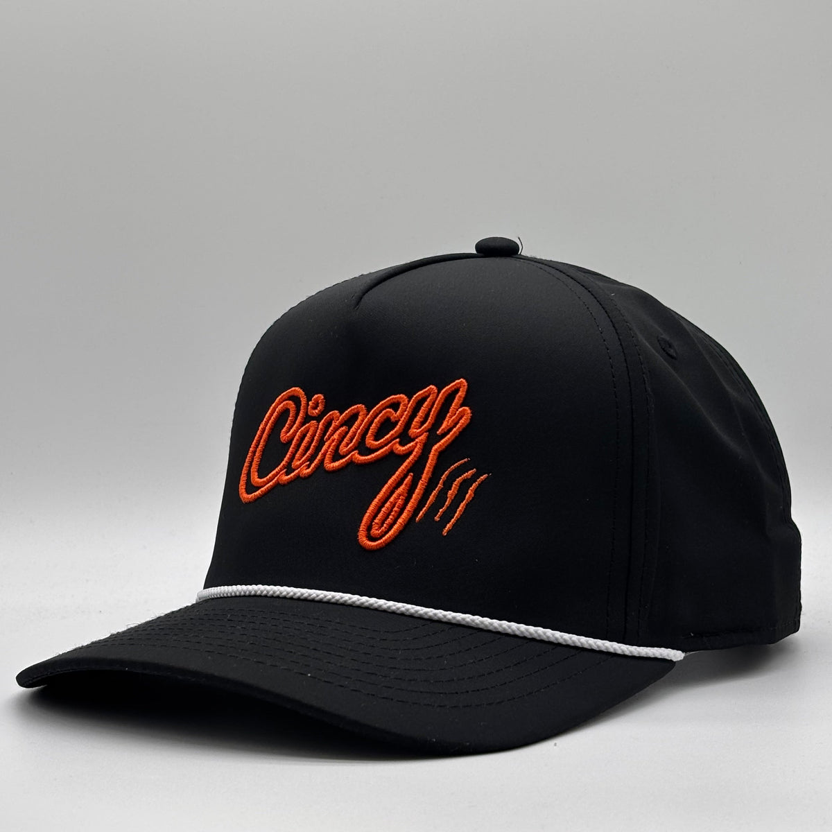 OG 5 Panel Rope Hat - 3D Outline - Black w/ Orange