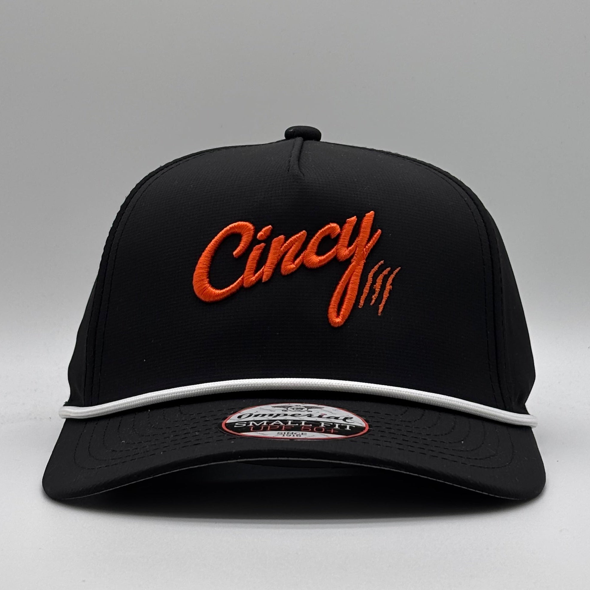Women's 5 Panel Rope Hat - Black w/ Orange